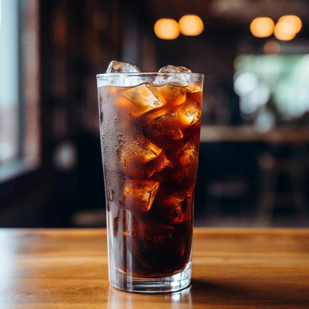 A tall glass of refreshing iced cold brew coffee from Moonwalk Coffee, served with ice cubes, displaying the rich, dark color and smooth texture typical of high-quality cold brew.