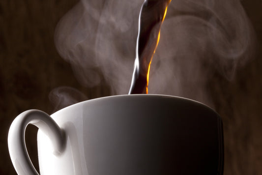 Hot Americano made from Moonwalk coffee poured into coffee mug